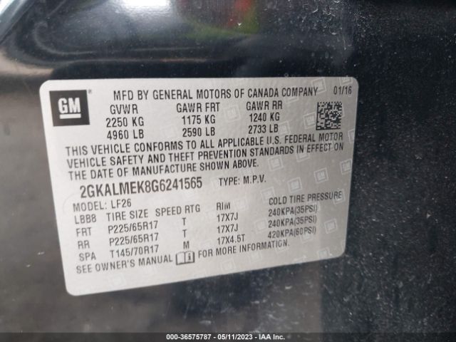 2GKALMEK8G6241565 GMC Terrain Sle