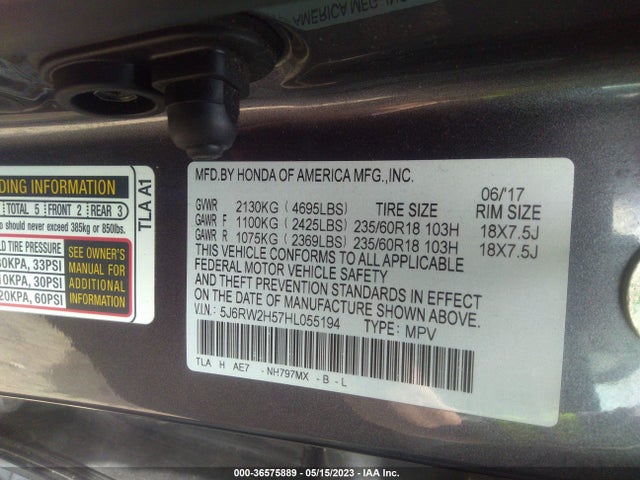Honda CR-V EX 2017 5J6RW2H57HL055194 Image 9