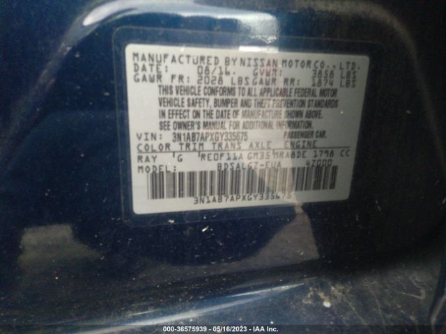 3N1AB7APXGY335675 Nissan SENTRA SL