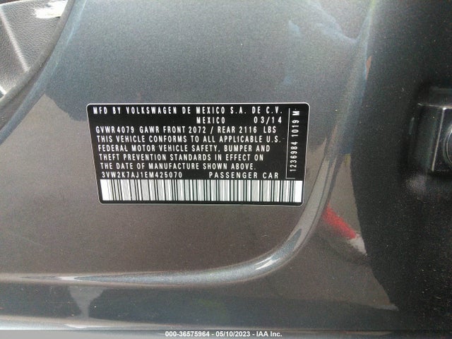 3VW2K7AJ1EM425070 Volkswagen Jetta Sedan S