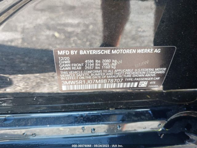 3MW5R1J07M8B78707 BMW 3 Series 330i