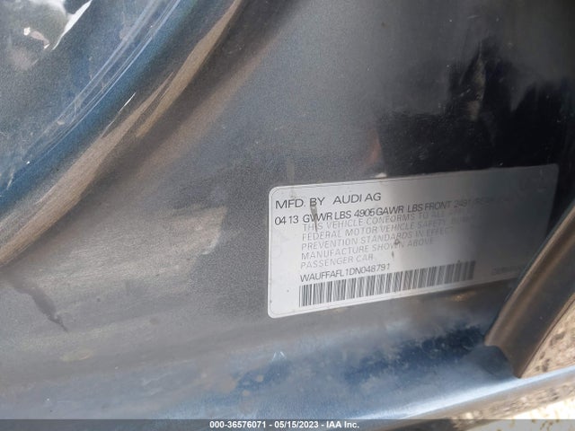2013 AUDI A4 PREMIUM PLUS VIN: WAUFFAFL1DN048791