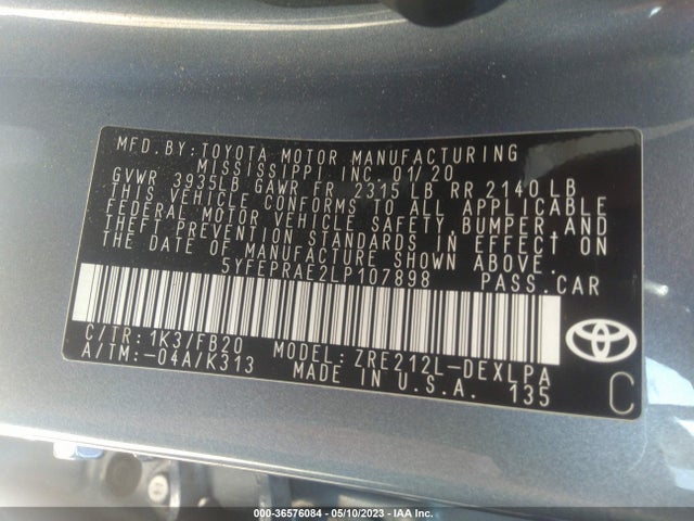 Toyota COROLLA LE 2020 5YFEPRAE2LP107898 Image 9