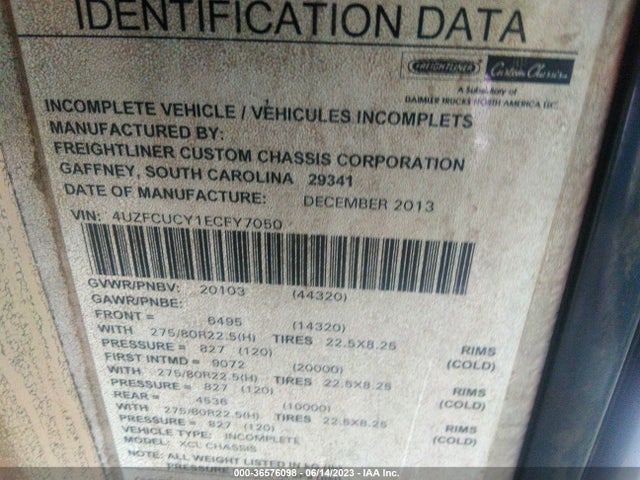 Freightliner Chassis Xc 2014 4UZFCUCY1ECFY7050 Image 9