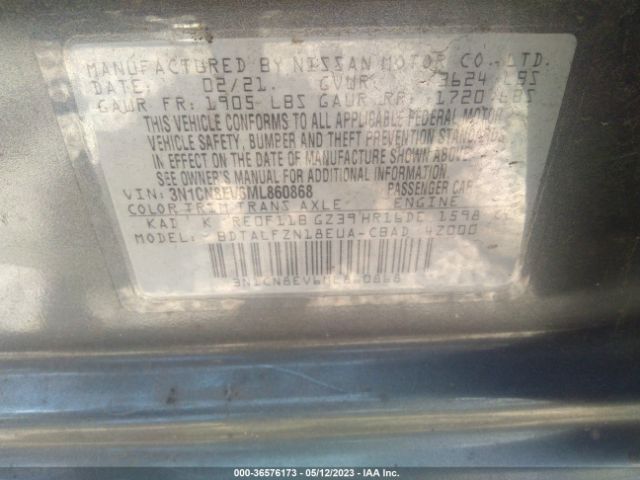 3N1CN8EV6ML860868 Nissan VERSA SV