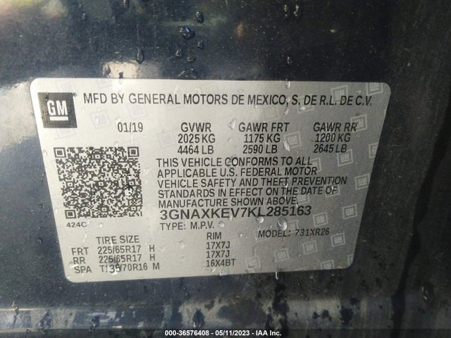 Chevrolet EQUINOX LT 2019 3GNAXKEV7KL285163 Image 9