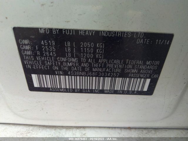 4S3BNBJ68F3034252 Subaru Legacy 2.5i Limited