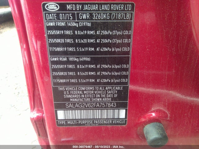 2015 Land Rover LR4, VIN: SALAG2V62FA757843