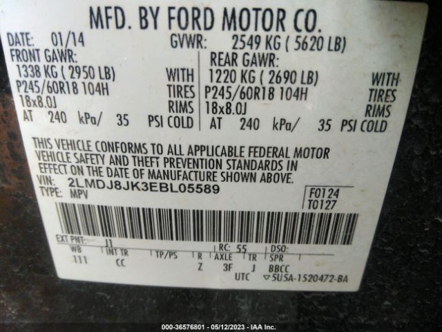 2LMDJ8JK3EBL05589 Lincoln MKX