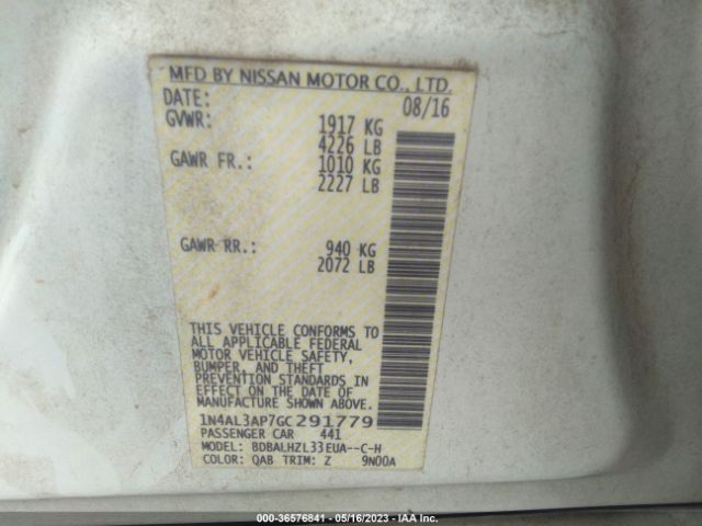 1N4AL3AP7GC291779 Nissan Altima 2.5 Sr