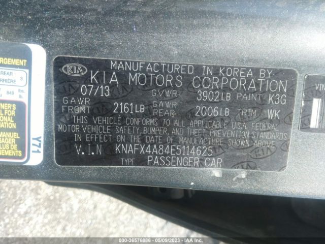KNAFX4A84E5114625 KIA FORTE EX