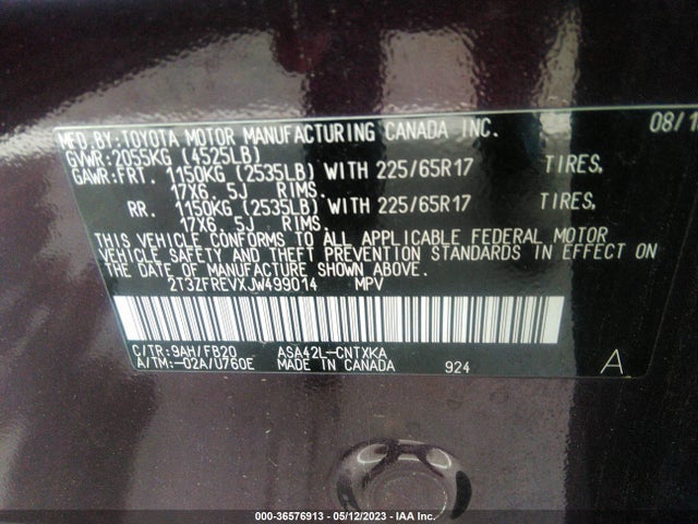 Toyota RAV4 LE 2018 2T3ZFREVXJW499014 Image 10