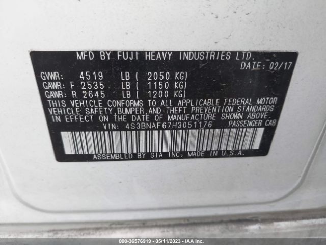 4S3BNAF67H3051176 Subaru Legacy Premium