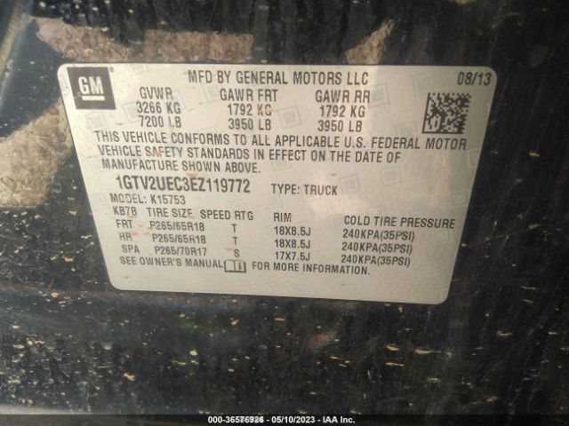1GTV2UEC3EZ119772 GMC Sierra 1500 Sle