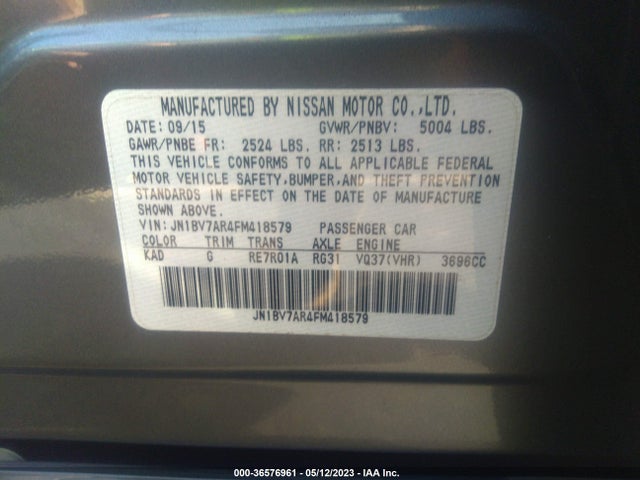 2015 INFINITI Q50 PREMIUM VIN: JN1BV7AR4FM418579