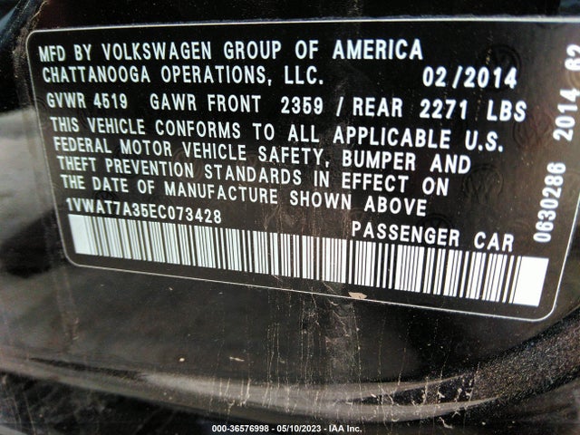 1VWAT7A35EC073428 Volkswagen PASSAT S
