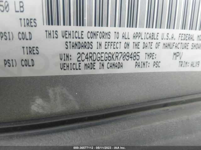 2C4RDGEG6KR709485 Dodge Grand Caravan Gt