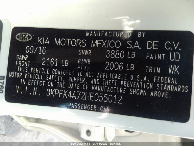 3KPFK4A72HE055012 KIA FORTE LX