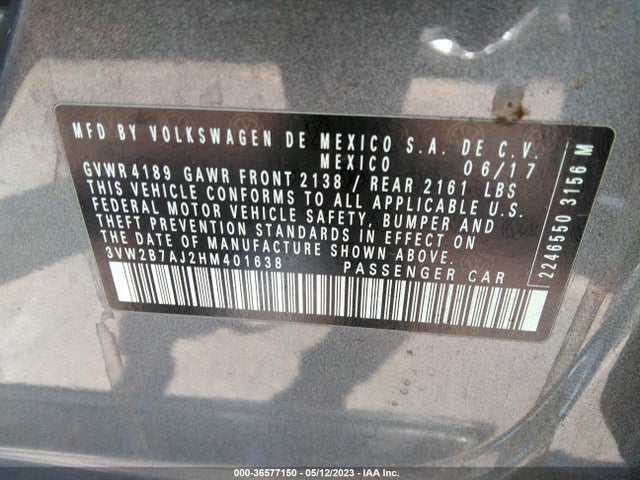 3VW2B7AJ2HM401638 Volkswagen Jetta 1.4t S