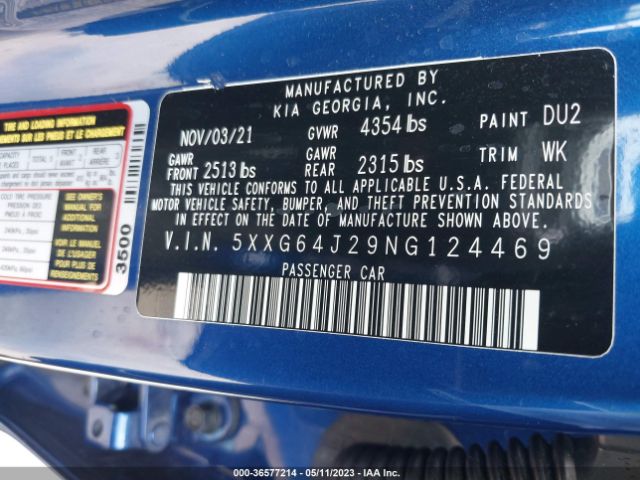 5XXG64J29NG124469 KIA K5 Gt-line