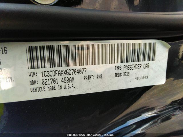 1C3CDFAAXGD704077 Dodge DART SE