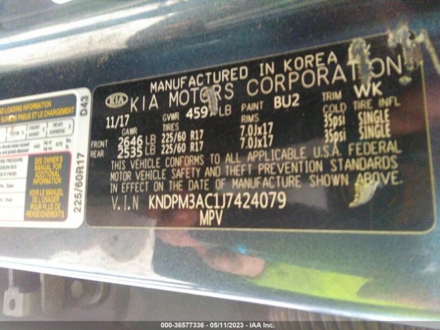 KNDPM3AC1J7424079 KIA Sportage Lx