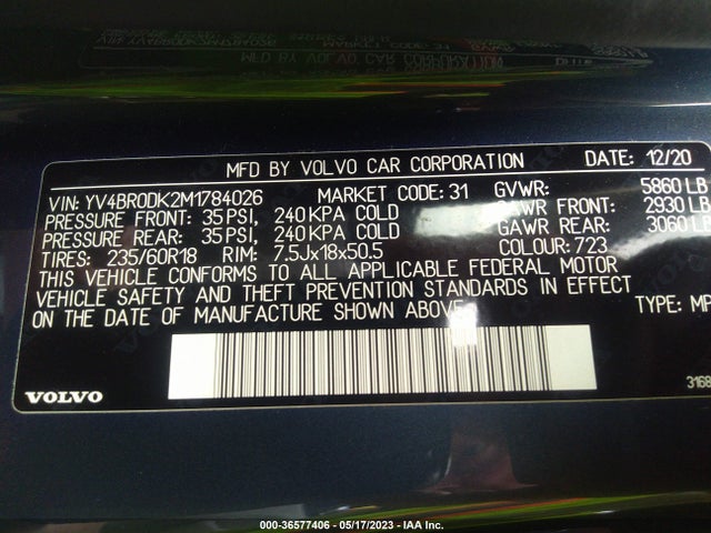 Volvo Xc60 Inscription Expression 2021 YV4BR0DK2M1784026 Image 10