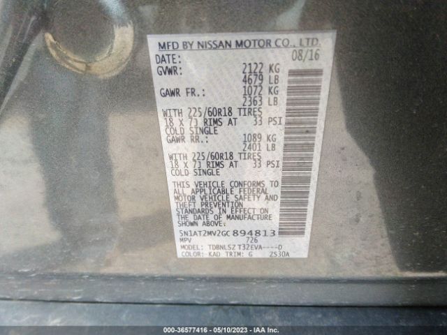 5N1AT2MV2GC894813 Nissan Rogue Sl