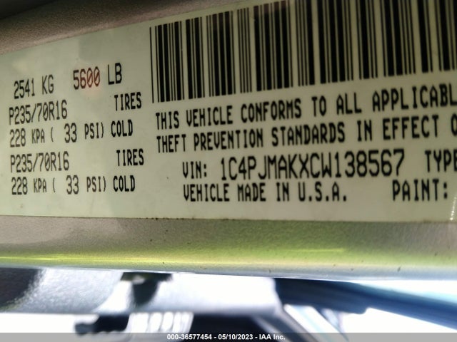 Продажа на аукционе авто 2012 Jeep Liberty Sport, vin: 1C4PJMAKXCW138567, номер лота: 36577454
