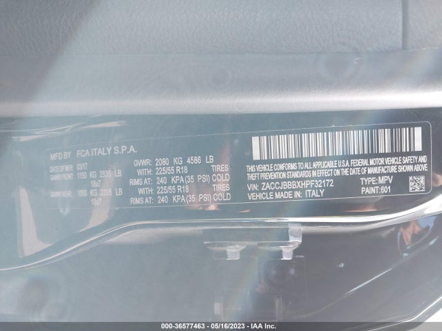 ZACCJBBBXHPF32172 Jeep Renegade Altitude