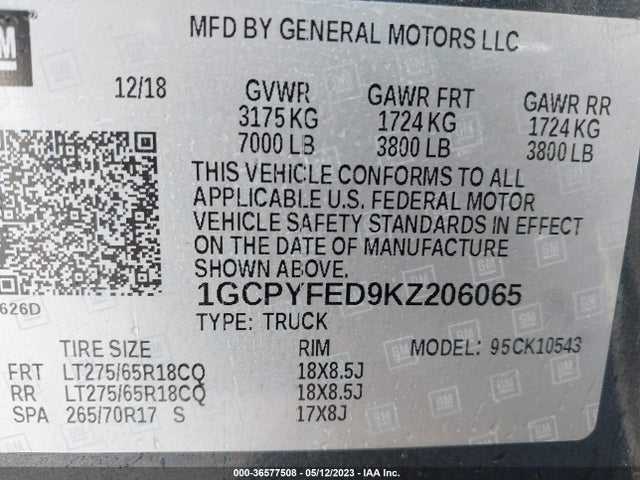 Chevrolet Silverado 1500 Lt Trail Boss 2019 1GCPYFED9KZ206065 Image 11