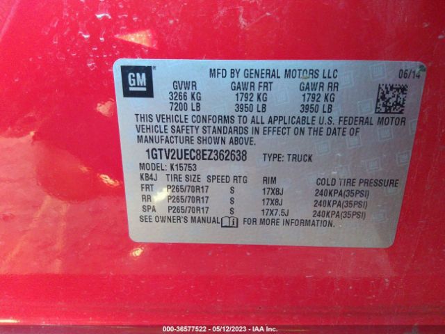 1GTV2UEC8EZ362638 GMC Sierra 1500 Sle