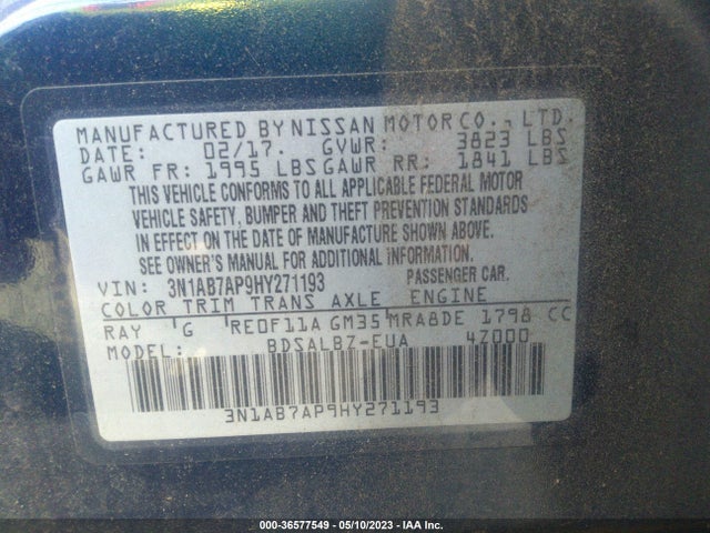 Nissan SENTRA S 2017 3N1AB7AP9HY271193 Image 10