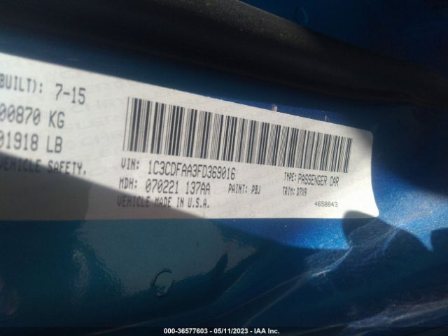 1C3CDFAA3FD369016 Dodge DART SE
