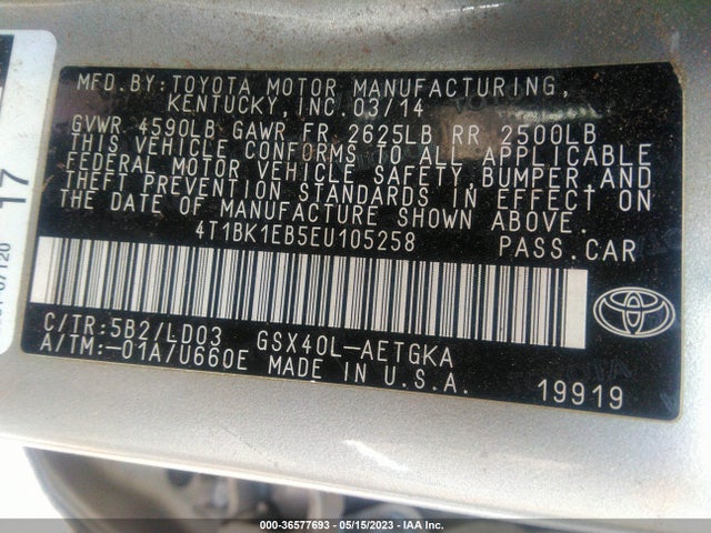 Toyota AVALON LIMITED 2014 4T1BK1EB5EU105258 Image 9