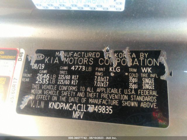 KNDPMCAC1L7749835 KIA Sportage Lx