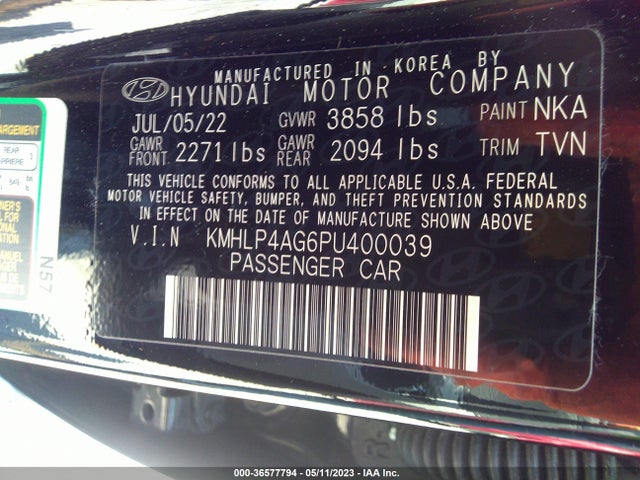 Hyundai Elantra Limited 2023 KMHLP4AG6PU400039 Image 9