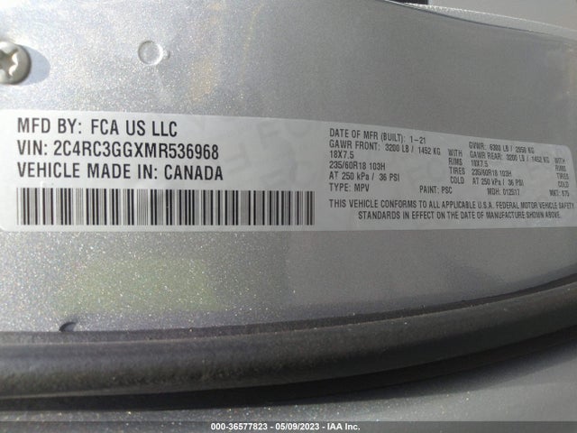2C4RC3GGXMR536968 Chrysler Pacifica Limited