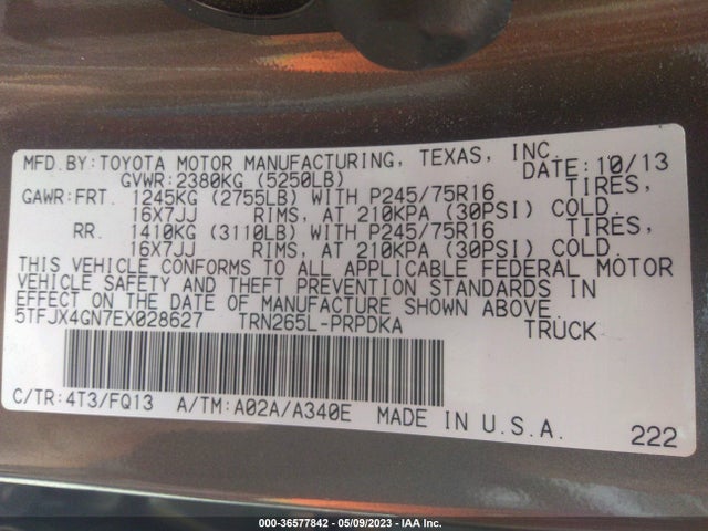 Toyota Tacoma Prerunner 2014 5TFJX4GN7EX028627 Image 10