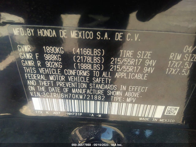 Honda Hr-v Ex-l 2019 3CZRU6H70KM721882 Image 10
