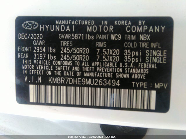 Hyundai Palisade Calligraphy 2021 KM8R7DHE9MU263494 Image 10