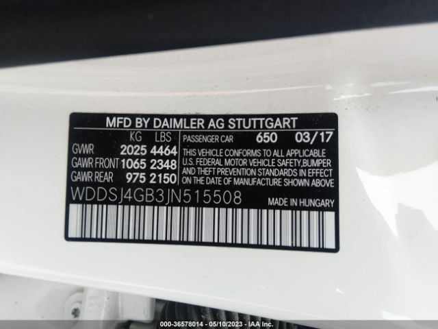 WDDSJ4GB3JN515508 Mercedes-Benz Cla Cla 250