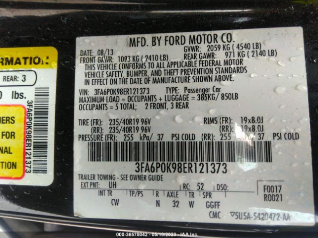 3FA6P0K98ER121373 Ford Fusion Titanium