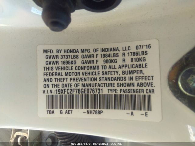 19XFC2F76GE076731 Honda Civic Sedan Ex