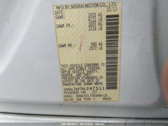 1N4AL3AP7EN247511 Nissan Altima 2.5 S
