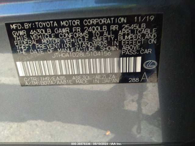 JTHGA1D28L5104156 Lexus Is Is 300 F Sport