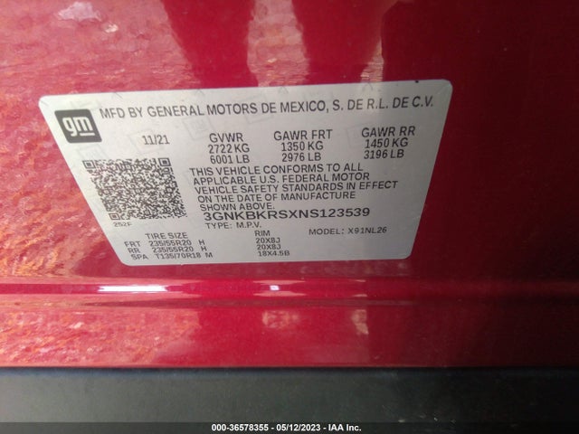Chevrolet BLAZER RS 2022 3GNKBKRSXNS123539 Image 9