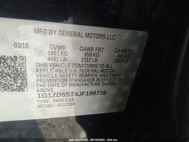Chevrolet MALIBU LT 2018 1G1ZD5ST4JF199738 Image 9