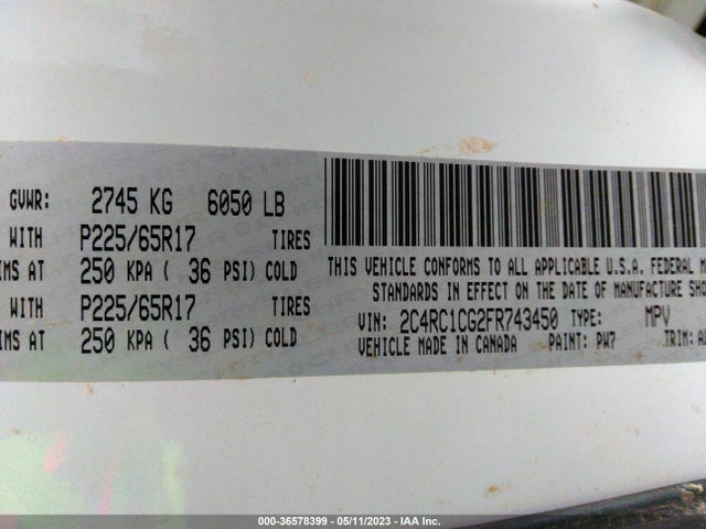 2C4RC1CG2FR743450 Chrysler Town & Country Touring-l