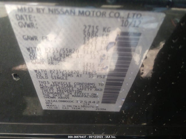 2013 INFINITI JX VIN: 5N1AL0MMXDC325442